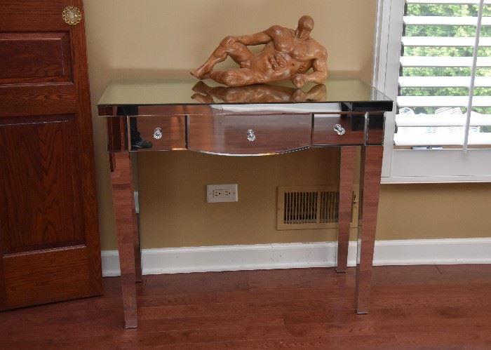 BUY IT NOW! $60 - Mirrored Vanity Table / Writing Desk (approx. 36.5" L x 16.5" W x 31.5" H), see photo for slight damage