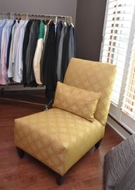BUY IT NOW! $250 - Contemporary Slipper Chair (Yellow/Gold Upholstery)