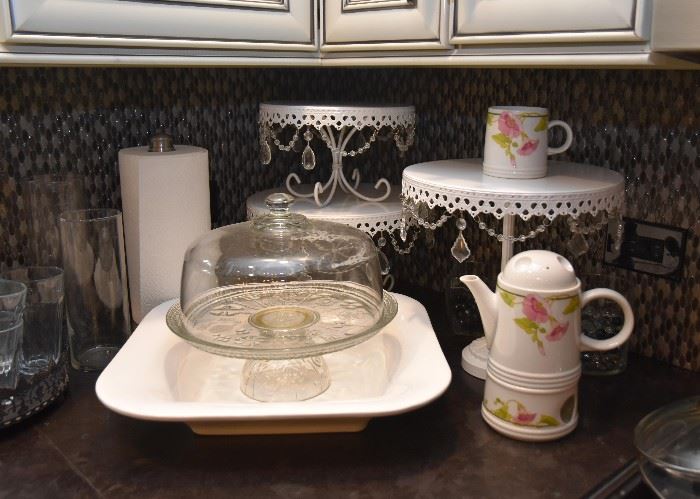 Dome Cake Plate, Dessert Pedestals, Glassware, Teapot, Serving Bowl