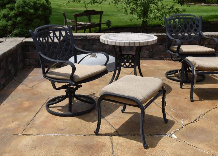 BUY IT NOW! $200 - Pair of Iron Patio Chairs with Ottomans