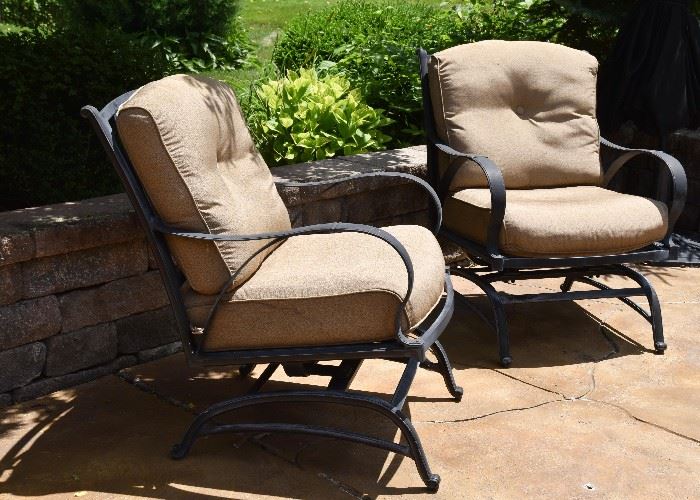 BUY IT NOW! $400 - Set of 4 Iron Patio Chairs with Cushions