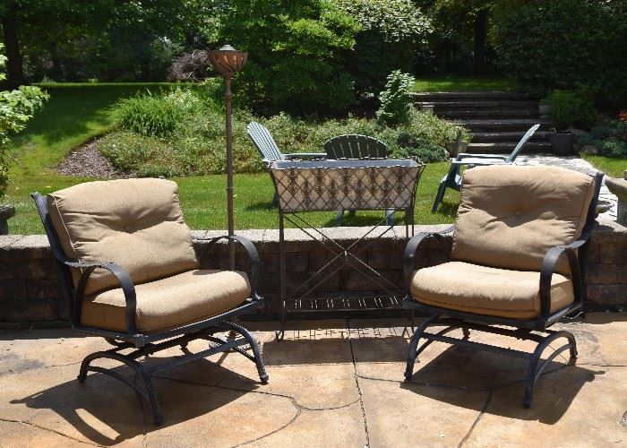 BUY IT NOW! $400 - Set of 4 Iron Patio Chairs with Cushions