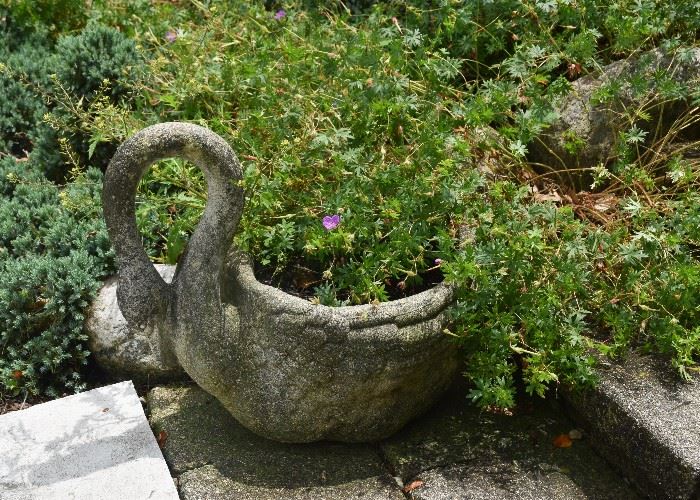 Concrete Swan Flower Pot / Planter