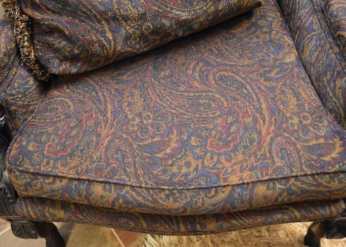 BUY IT NOW!  $250 - Carved Wood Wingback Chair (Paisley Upholstery)