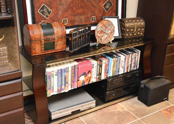 Entertainment Unit (2 Side Towers with Glass Doors, TV Stand, Upper CD Storage/Shelf)