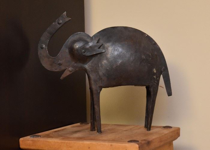Rustic Metal Elephant Figure