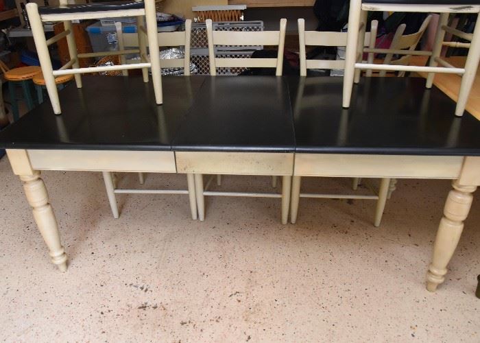 Kitchen Table with Leaf & 6 Ladderback Chairs