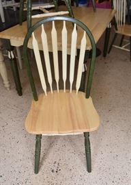 Kitchen Table with Painted Legs & 4 Slat-Back Chairs