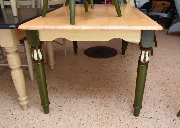 Kitchen Table with Painted Legs & 4 Slat-Back Chairs