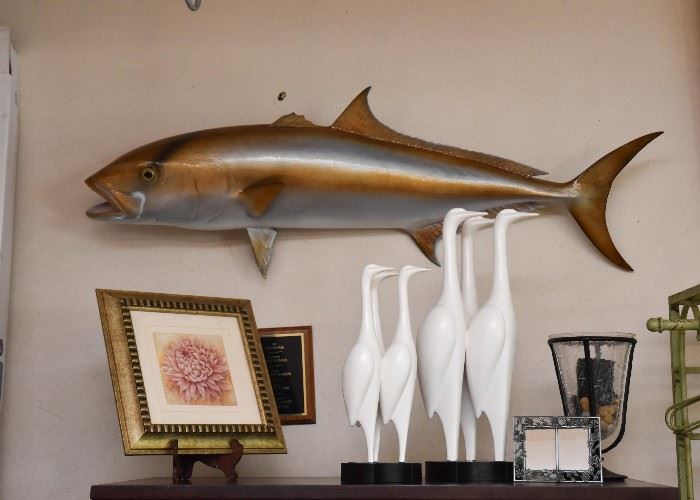 Taxidermy Fish, Egret Sculptures, Home Decor