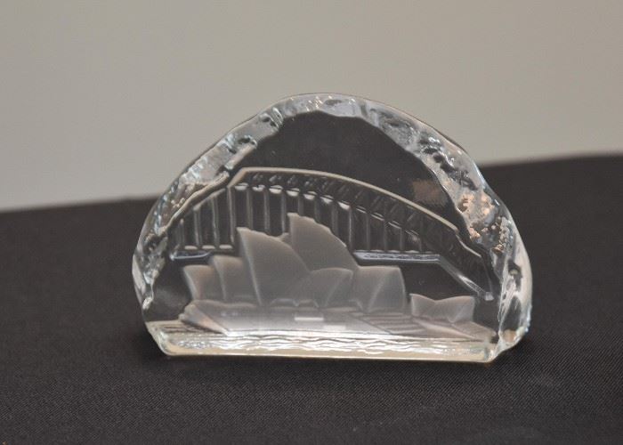 Glass Paperweight with Ships