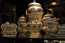 Blue and White china is found in every room of this home!