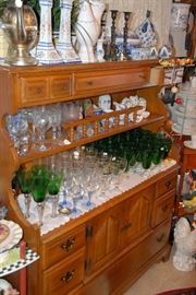 Maple side board has matching table, chairs and dry sink