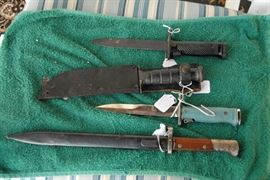 World War II bayonets. Also other militaria and knives