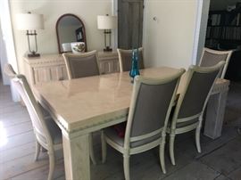 GORGEOUS Henredon Dining Room Set. Includes 2 Captains chairs, 6 other chairs, buffet and table (has 2 more leaves). $750.00