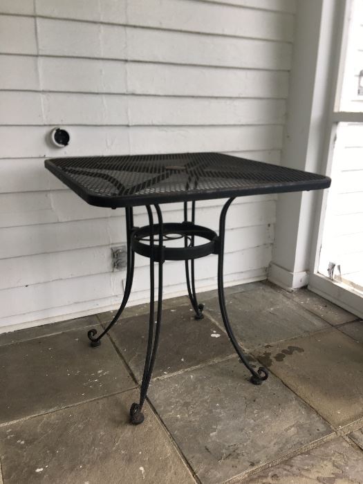Sweet, square metal outdoor table