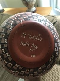 Santa Ana, New Mexico pottery vase signed M. Tenorio 1989.  