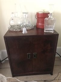 Fabulous bar, cabinet.  Check out that gorgeous decanter!  $125.00