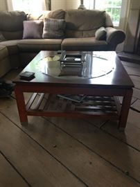 Square Coffee Table, wood and glass.  $150.00