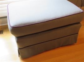 CUSTOM UPHOLSTERED OTTOMAN CONTRAST PIPING
