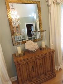 VINTAGE MID-CENTURY MODERN  FLIP-TOP SERVER BUFFET
THOMASVILLE
WALL MIRROR WITH MOSAIC INSPIRED FRAME
