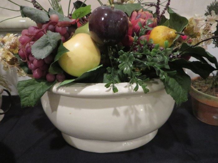 POTTERY BARN WINE COOLER WITH FLORAL ARRANGEMENT

