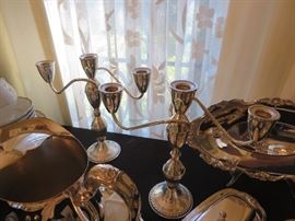 STERLING SILVER WEIGHTED CANDELABRA (pair)
