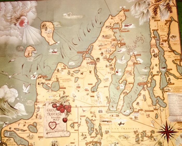 Vintage Grand Traverse region map