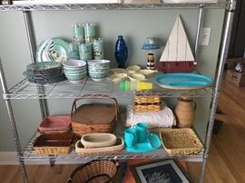 Nautical dishes, baskets, decor