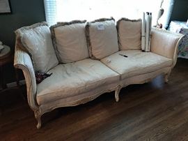 Beautiful down filled ornate sofa trimmed in gold