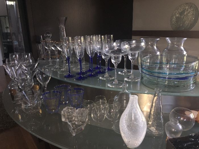 Wine glasses, martini glasses, margarita glasses, cocktail glasses
