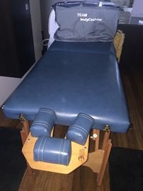 Living Earth Crafts Massage table with head cradle, body cushions, sheets 