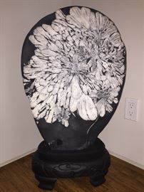 Chrysanthemum Stone with custom display, this is a showpiece!  30 inches tall by 18 inches wide