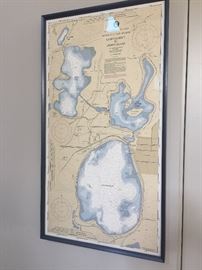 Minneapolis Chain of Lakes depth map, framed