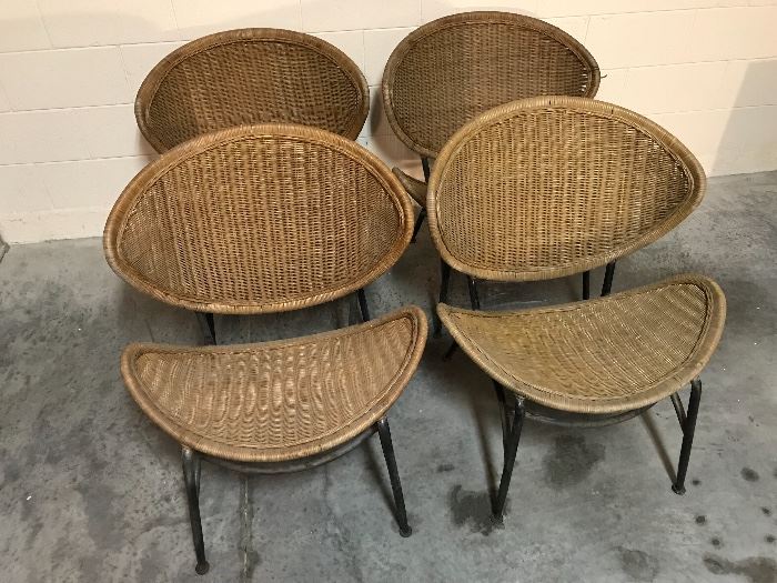 Salterini style Orbit clamshell wicker chairs, very hard to find