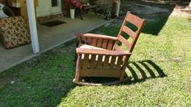 Signed Stickley Rocker - good condition. May be original cushions recovered.
