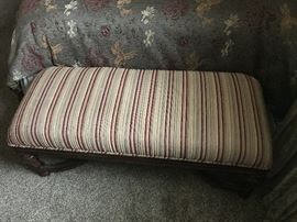 Bench matches pillow and Queen Size bedspread