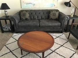 Tufted Chesterfield Style couch brand new, grey micro-fiber feels like soft suede....with two matching cushions