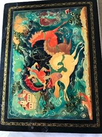Super Antique Russian Lacquer Box- Large