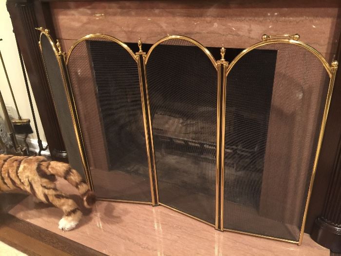 9. 4 Panel Brass Fireplace Screen (34'')