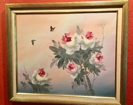 35. Floral Oil Watercolor Mix on Canvas (29'' x 25'')