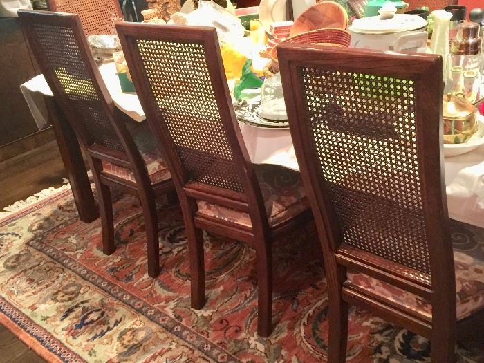 28. Henradon Oak w/ Cane Back Dining Chairs (2 Arm - 22'' x 25'' x 44'') (6 Side - 19'' x 22'' x 42'')