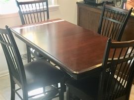 36. Bermax Black w/ Cherry Top Breakfast Table (31'' x 55'' x 32'') w/ 4 Side Chairs (20'' x 20'' x 42'')