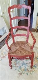 Beautiful Wood/Straw Seat Armed Chair