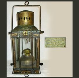 Lg Antique Cargo Lamp Marked Great Britain, 1938 