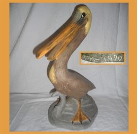 Ceramic Pelican Signed TK and Dated 1990 