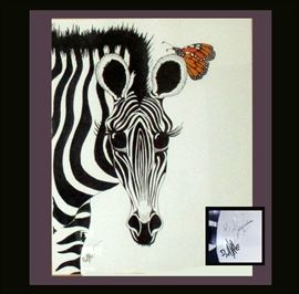 Dick Ayre Signed Zebra with Butterfly Litho
