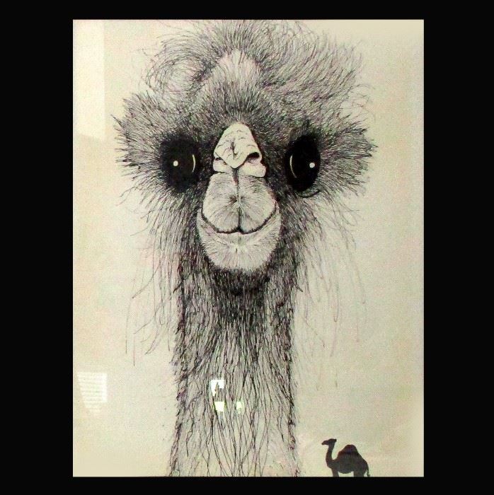 Cutest Camel Litho Ever by Dick Ayre.  Dick was lauded by the Audubon Society, and was known as the "Birdman of Florida," since much of his artwork depicted Florida wildlife. Dick Ayre passed away in 2013
