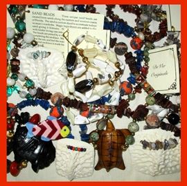 DeVer Originals; Necklaces made with Alligator Scute, Stones, Beads and Shells 