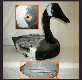 Large Goose Decoy with Keel and Glass Eyes